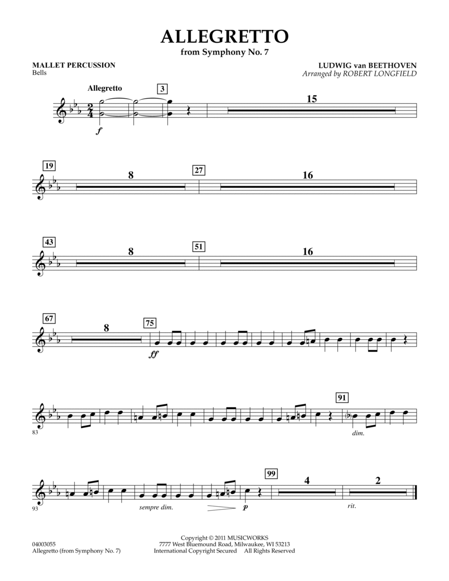 Allegretto (from Symphony No. 7) - Mallet Percussion