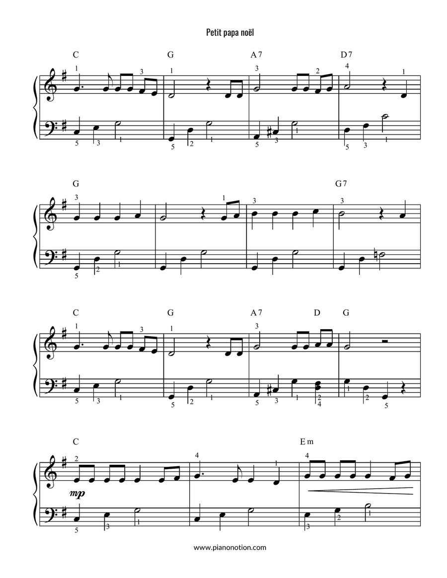 Petit Papa Noël Easy Piano scores gallery preview page 2