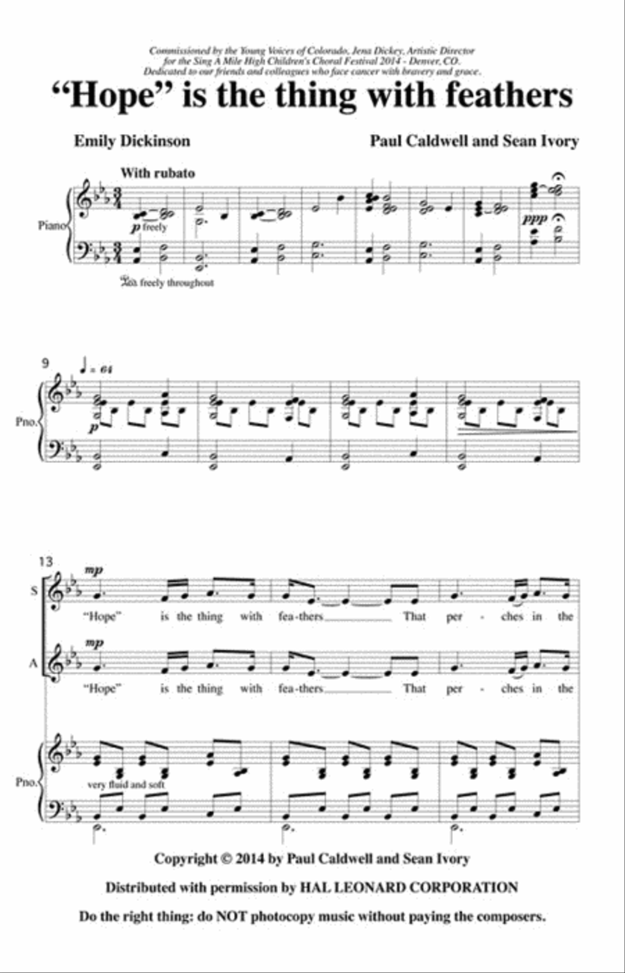 “Hope” Is the Thing with Feathers SSA scores gallery preview page 2