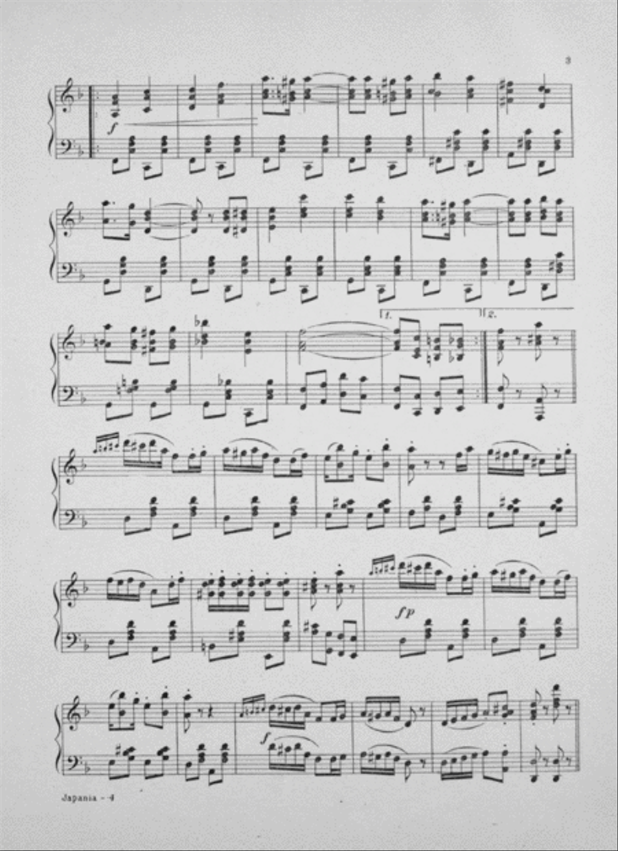Japania. Japanese Two-Step characteristic Piano Solo scores gallery preview page 3