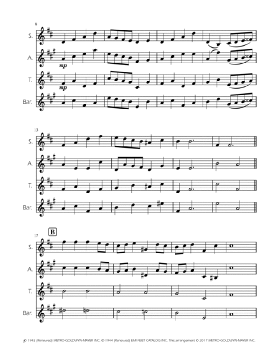 Have Yourself A Merry Little Christmas Saxophone Quartet scores gallery preview page 2