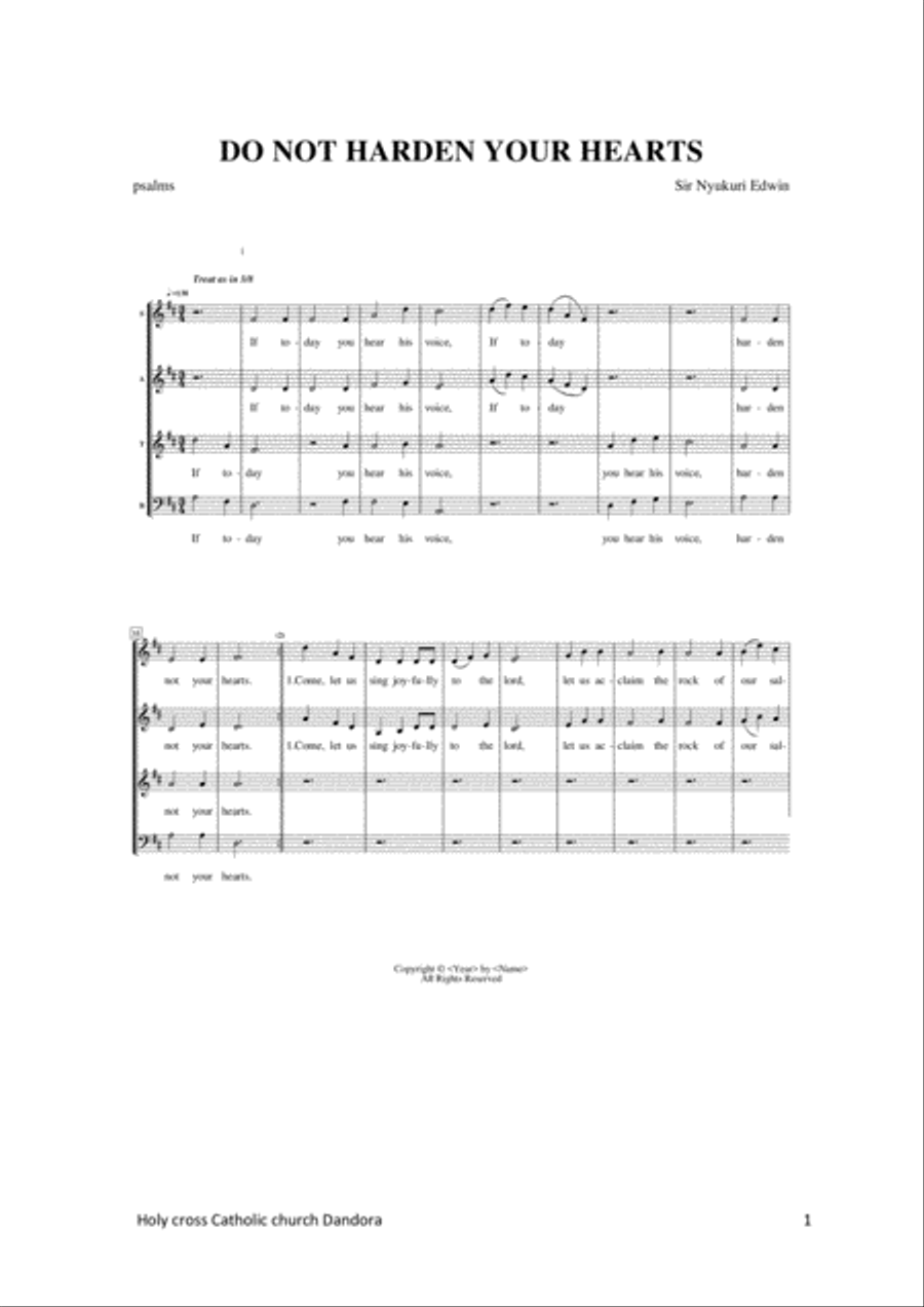 HARDEN NOT YOUR HEARTS HARDEN NOT YOUR HEARTS Small Ensemble scores gallery preview page 1