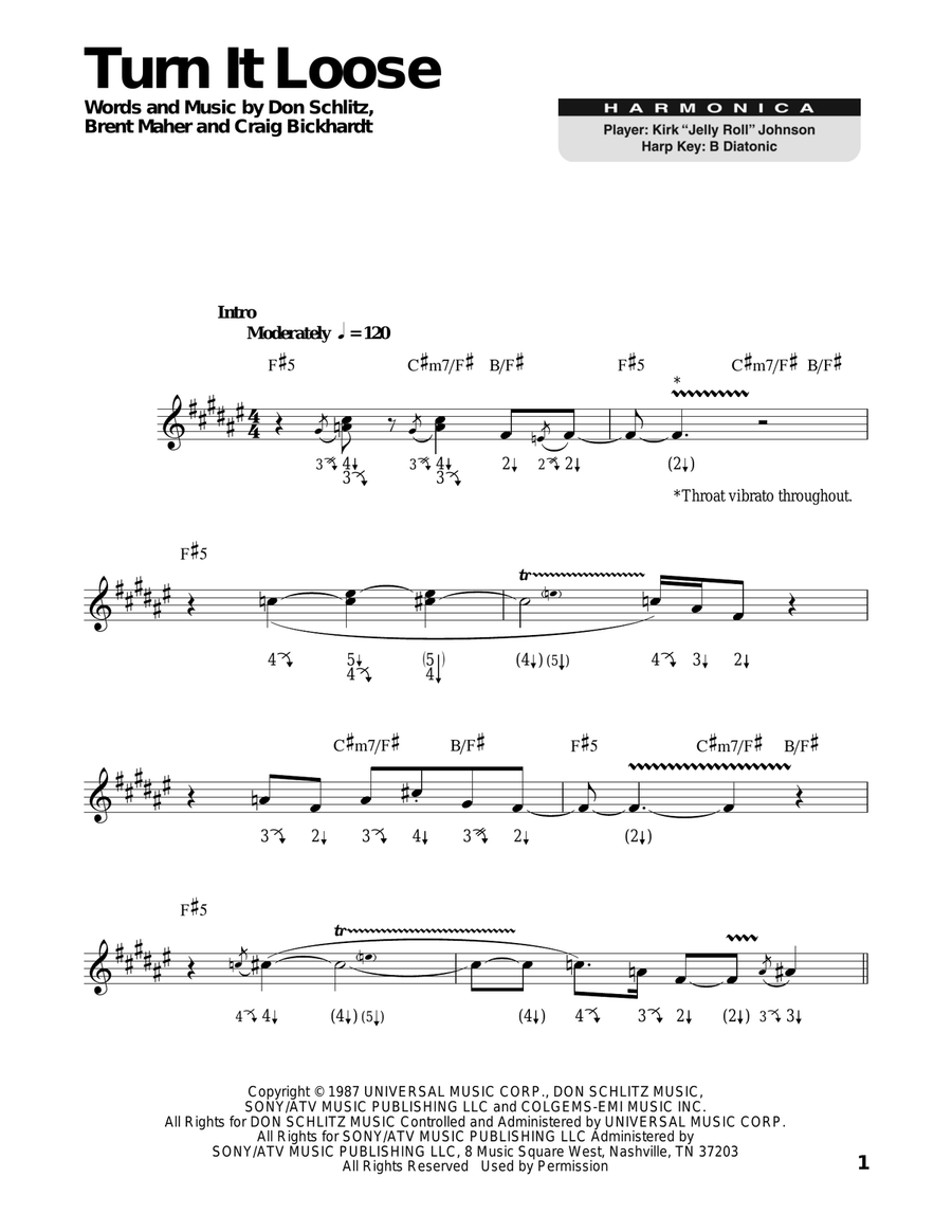Turn It Loose Harmonica scores gallery preview page 1