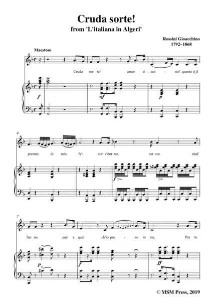 Rossini-Cruda sorte,from 'L'italiana in Algeri',in F Major,for Voice and Piano image number null