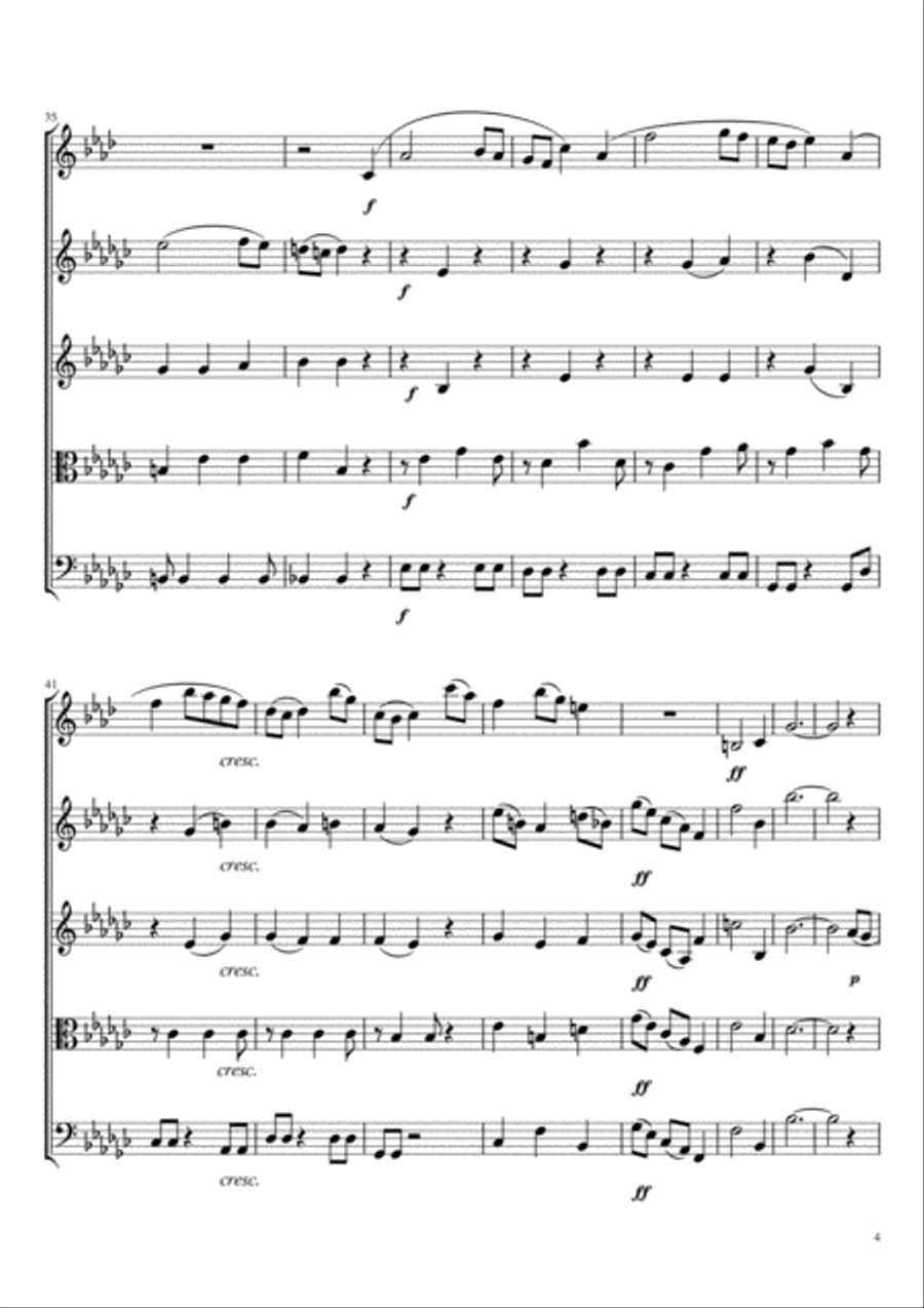 Brahms : Clarinet Sonata No.2, 2nd Movement (for Clarinet Quintet) Clarinet Quintet scores gallery preview page 4
