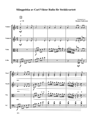 Slängpolska av Carl Viktor Rulin för Stråkkvartett