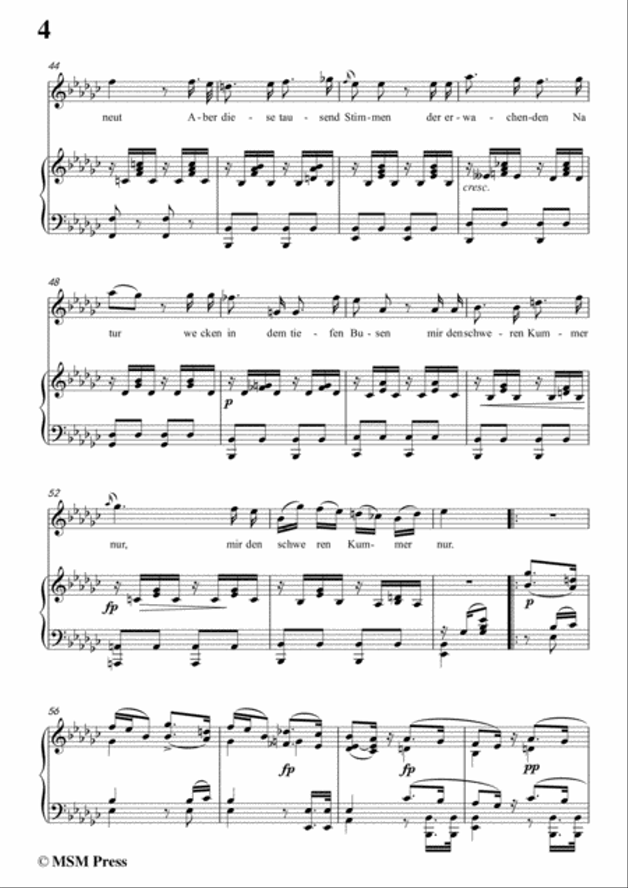Schubert-Der Jüngling am Bache,Op.87 No.3,in e flat minor,for voice and piano Voice Solo scores gallery preview page 6