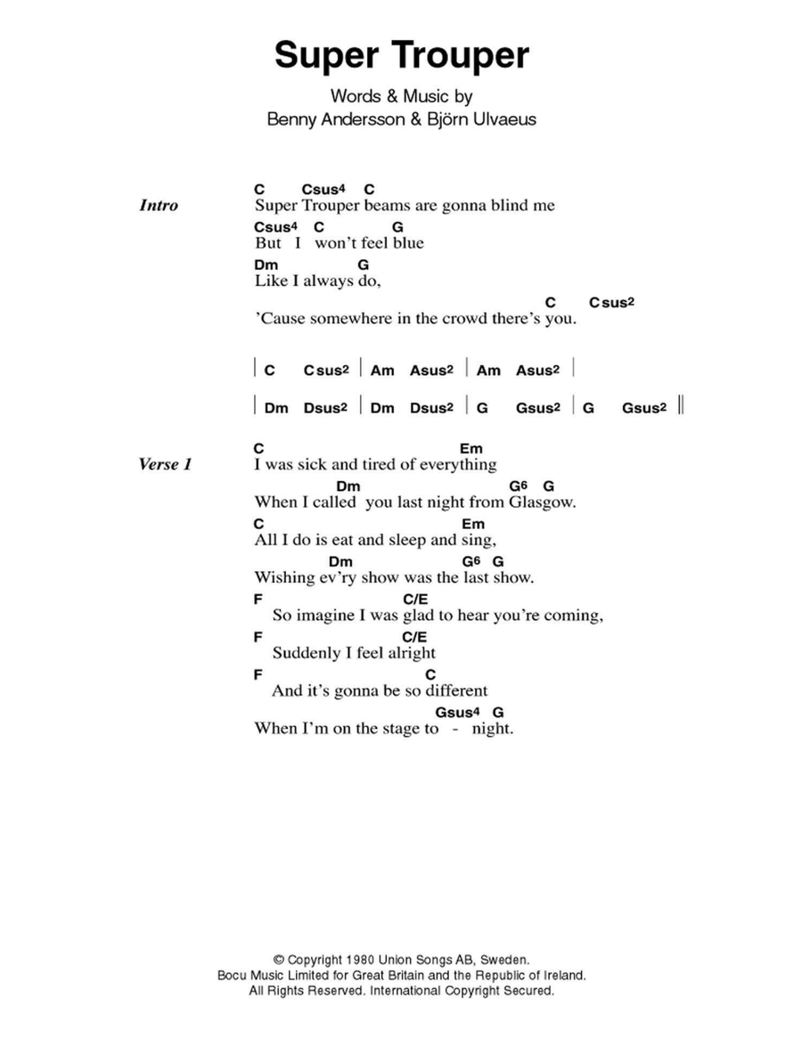 Super Trouper Super Trouper Acoustic Guitar scores gallery preview page 1