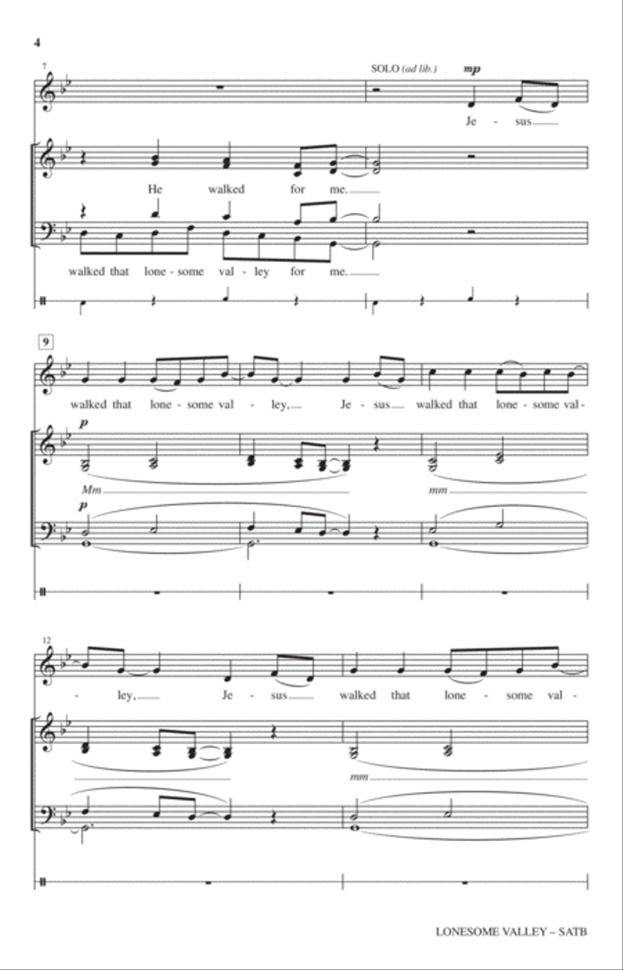 Lonesome Valley 4-Part scores gallery preview page 2