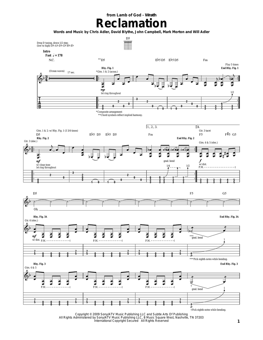 Reclamation Acoustic Guitar scores gallery preview page 1