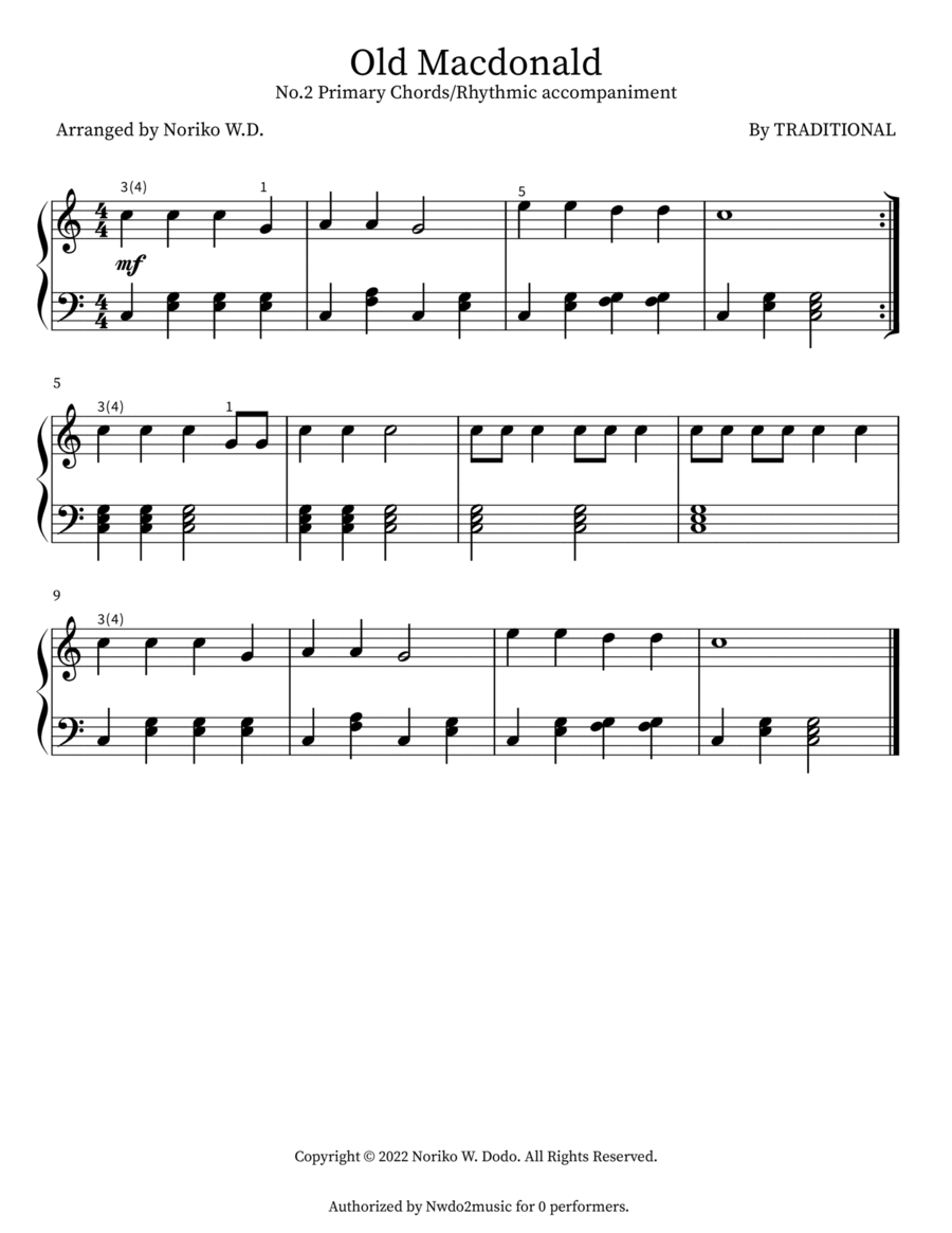 Old MacDonald Piano Method scores gallery preview page 1