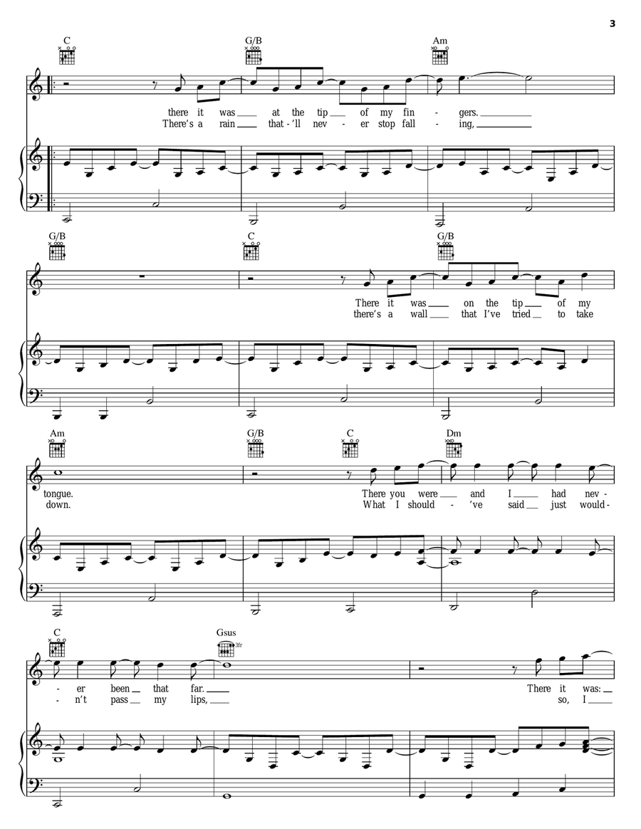Words I Couldn't Say Piano, Vocal, Guitar scores gallery preview page 3