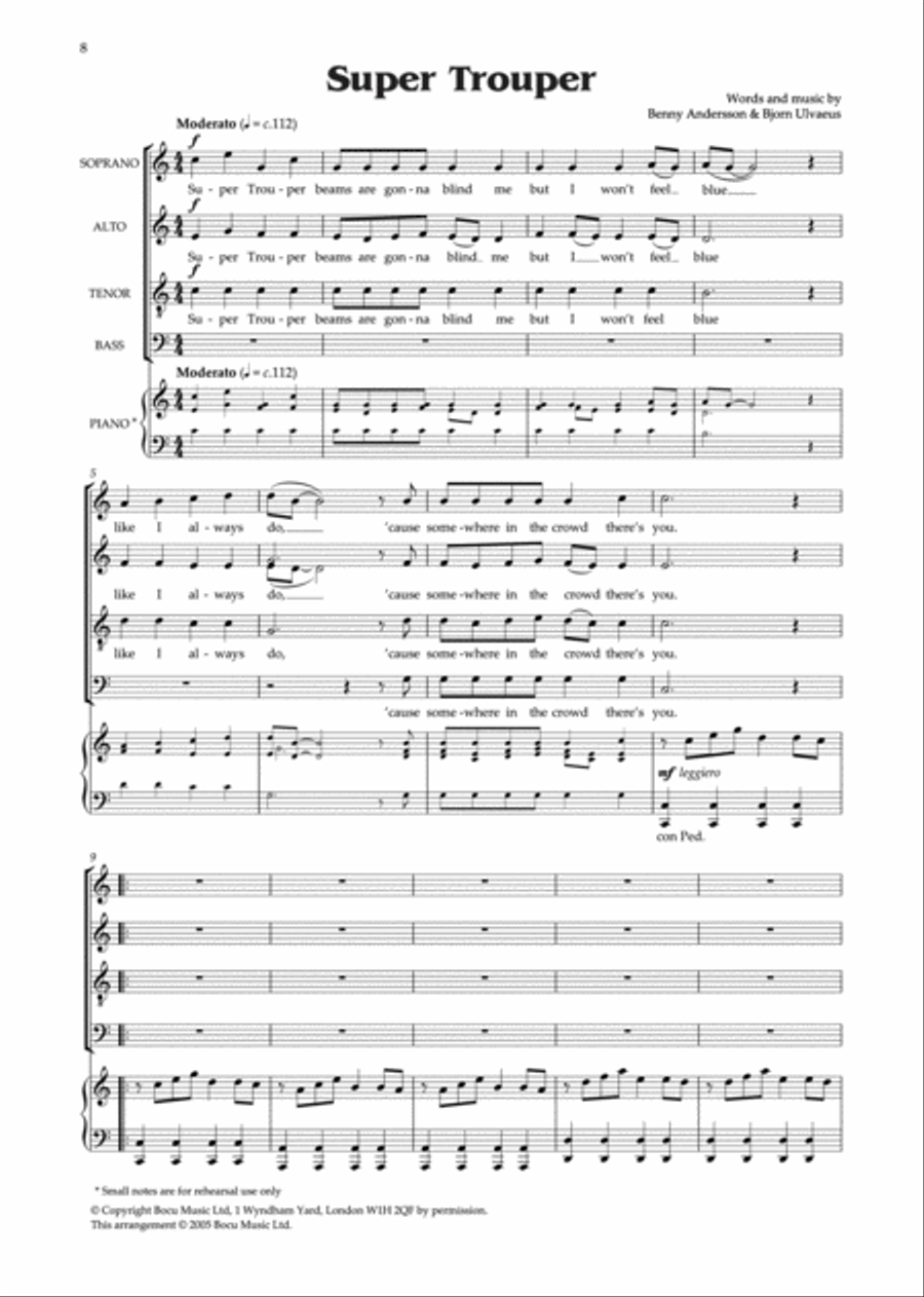 ABBA -- Mamma Mia and Other ABBA Hits 4-Part scores gallery preview page 3