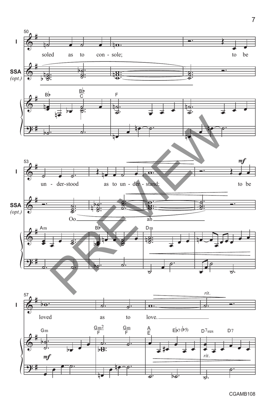 Lord, Make Me an Instrument of Your Peace (Unison with opt. SSA) SSA scores gallery preview page 7