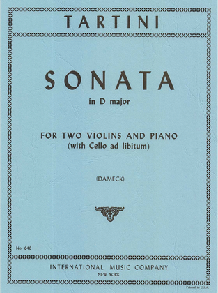 Sonata In D Major (With Cello Ad Lib.)