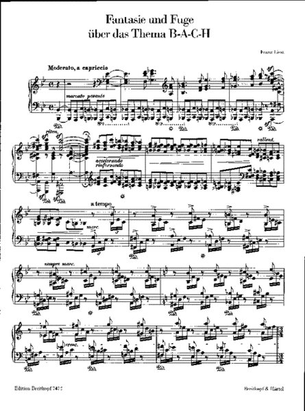 Fantasia and Fugue on B-A-C-H by Franz Liszt Piano Solo - Sheet Music