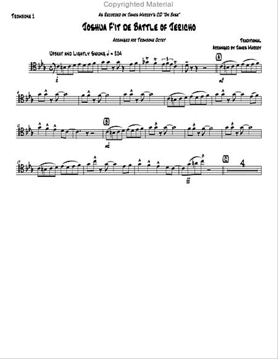 Joshua F’it de Battle of Jericho for 8-part Trombone Ensemble Trombone scores gallery preview page 5