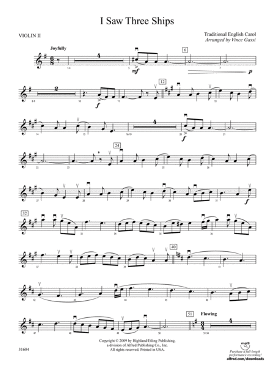 I Saw Three Ships: 2nd Violin String Orchestra scores gallery preview page 1