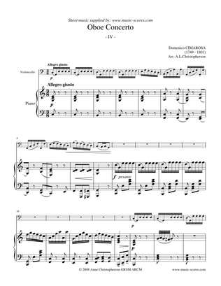 Book cover for Cimarosa Allegro Giusto - 4th movement from Oboe Concerto - Cello and Piano