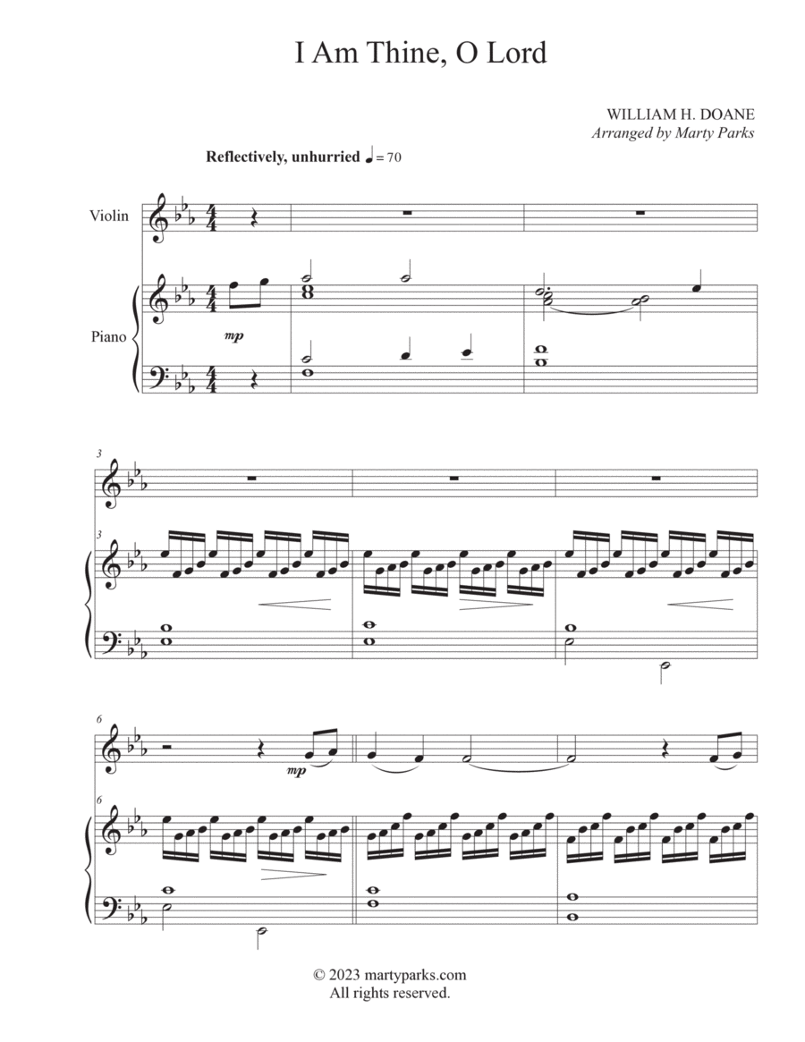I Am Thine, O Lord Violin Solo scores gallery preview page 1