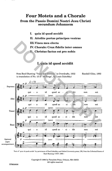 Four Motets and a Chorale from the Passio Domini Nostri Jesu Christi secundum Jo