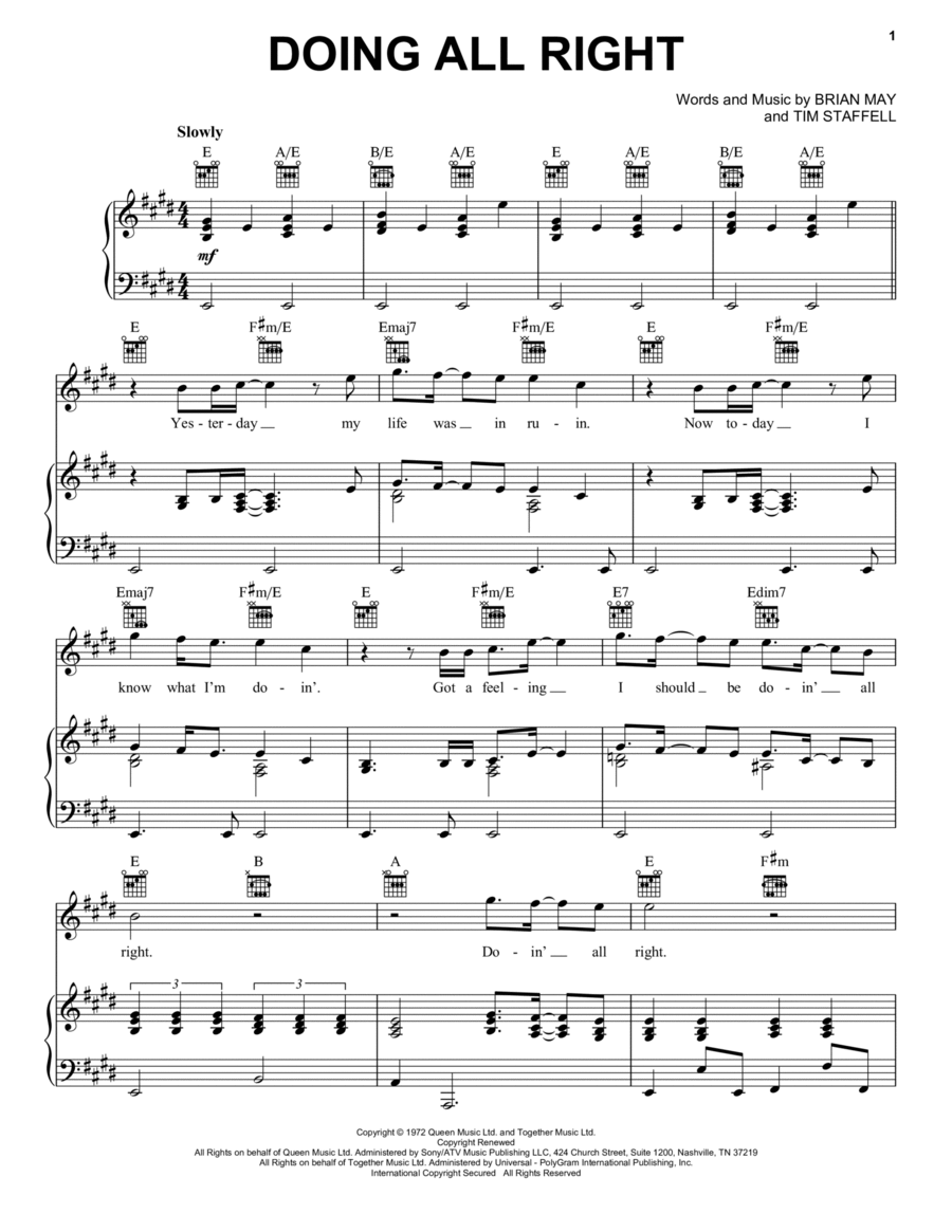 Doing All Right Doing All Right Piano, Vocal, Guitar scores gallery preview page 1