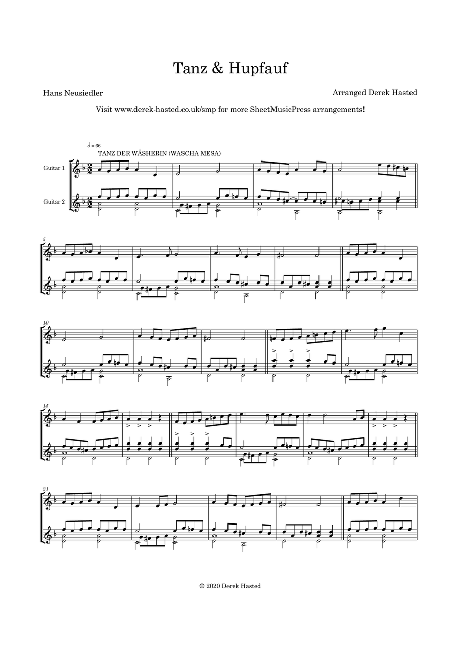 Tanz & Hupfauf (Dance of the Washerwoman+Hupfauf) - 2 guitars Acoustic Guitar scores gallery preview page 4