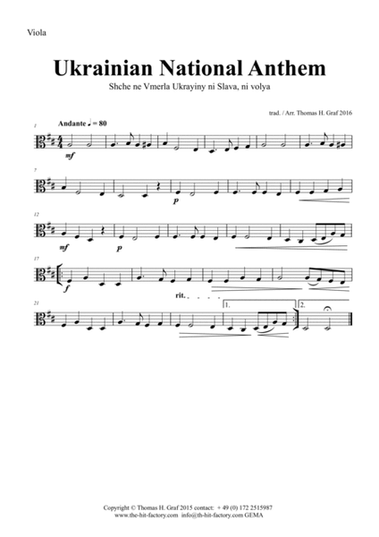 Ukrainian National Anthem - Shche ne Vmerla Ukrayiny ni Slava ni volya - String Quartet and Piano -