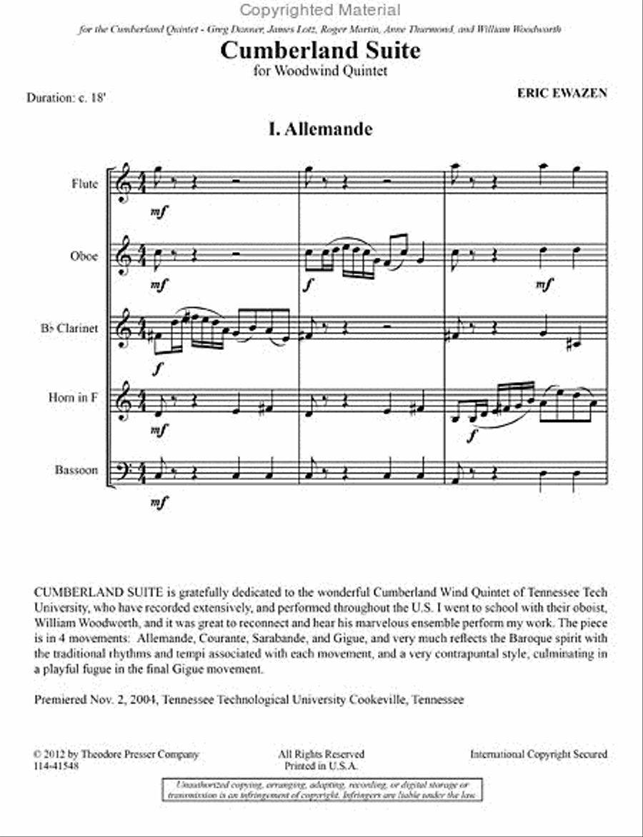 Cumberland Suite Woodwind Quintet scores gallery preview page 2