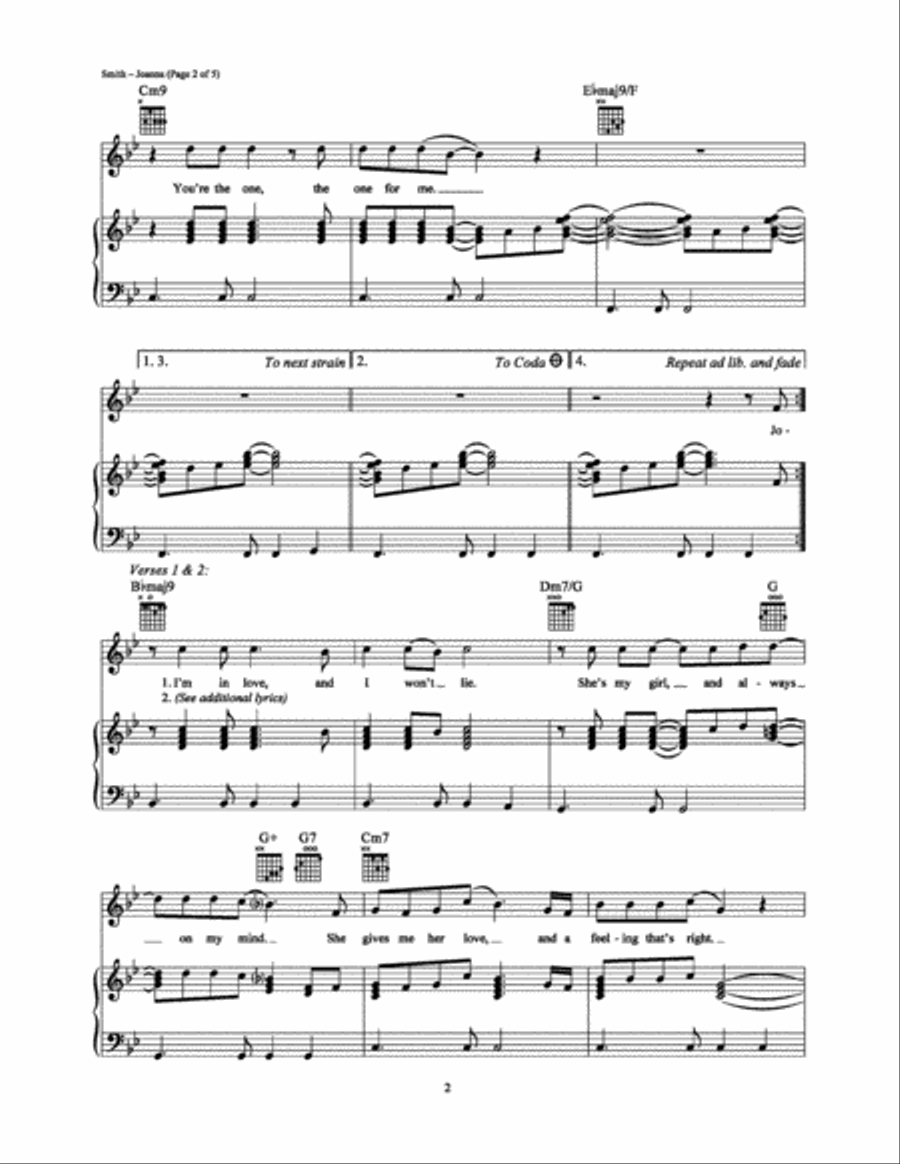 Joanna Joanna Piano, Vocal, Guitar scores gallery preview page 2