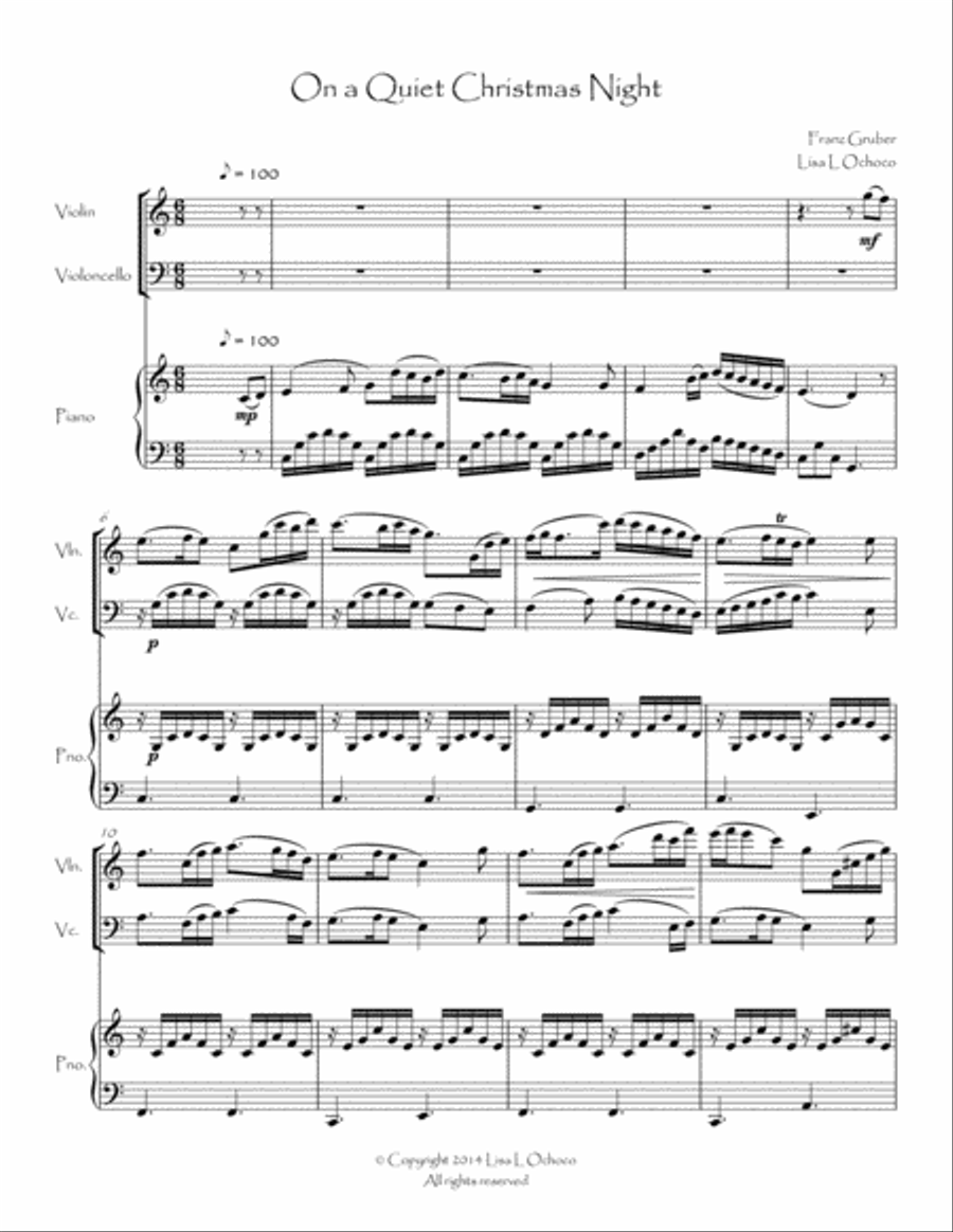 On a Quiet Christmas Night for Violin, Cello and piano Piano Trio scores gallery preview page 5