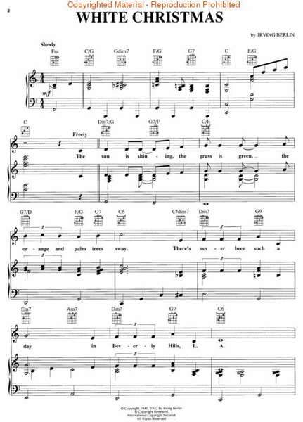 White Christmas by Irving Berlin Piano, Vocal, Guitar - Sheet Music