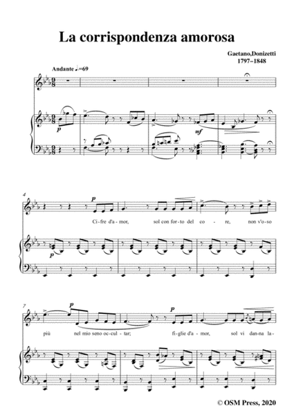 Donizetti-La corrispondenza amorosa,in E flat Major,for Voice and Piano