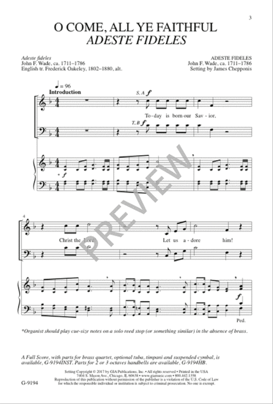 O Come, All Ye Faithful 4-Part scores gallery preview page 4