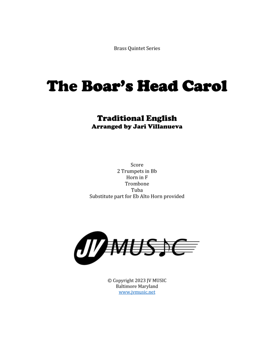 The Boar's Head Carol for Brass Quintet Brass Quintet scores gallery preview page 1