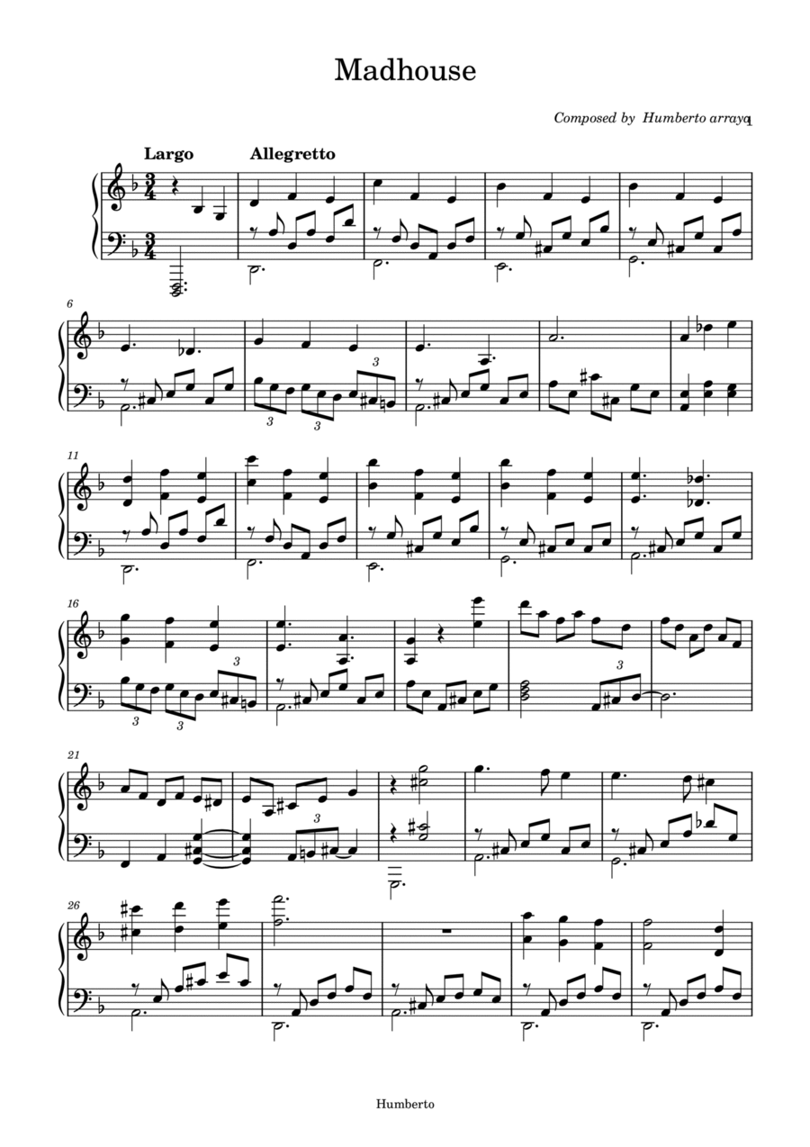 Madhouse Piano Solo scores gallery preview page 1