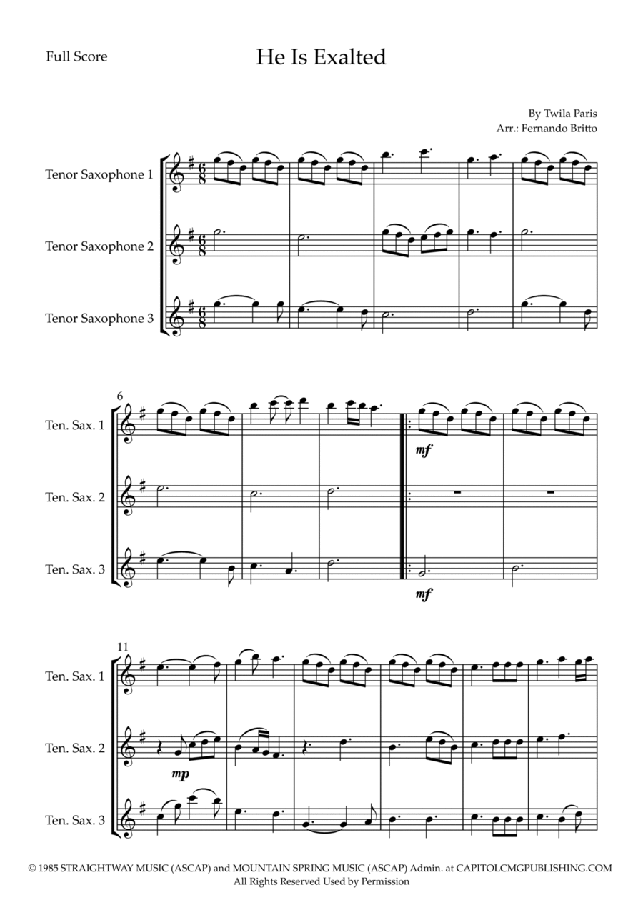 He Is Exalted Woodwind Trio scores gallery preview page 1