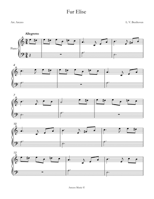 beethoven fur elise - easy piano sheet music