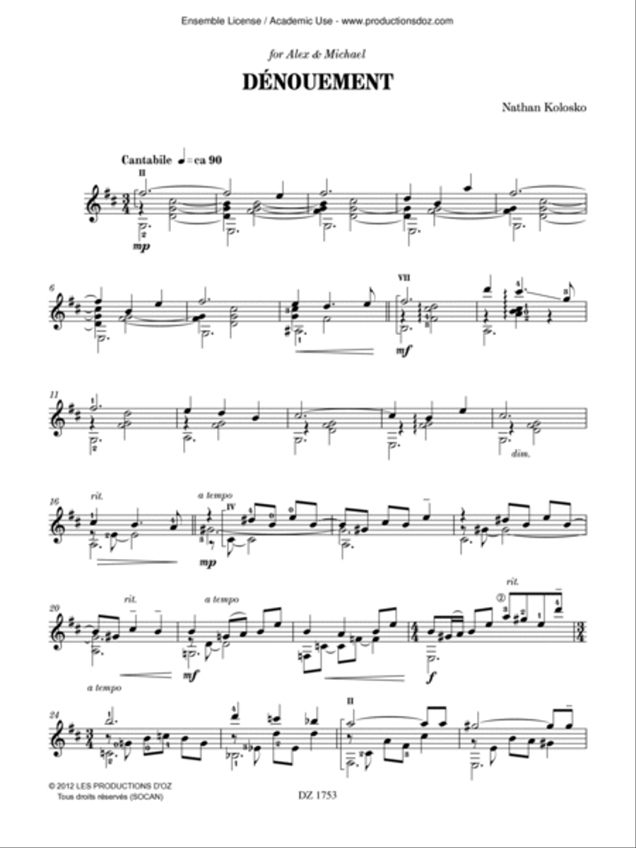 Dénouement Dénouement Classical Guitar scores gallery preview page 4
