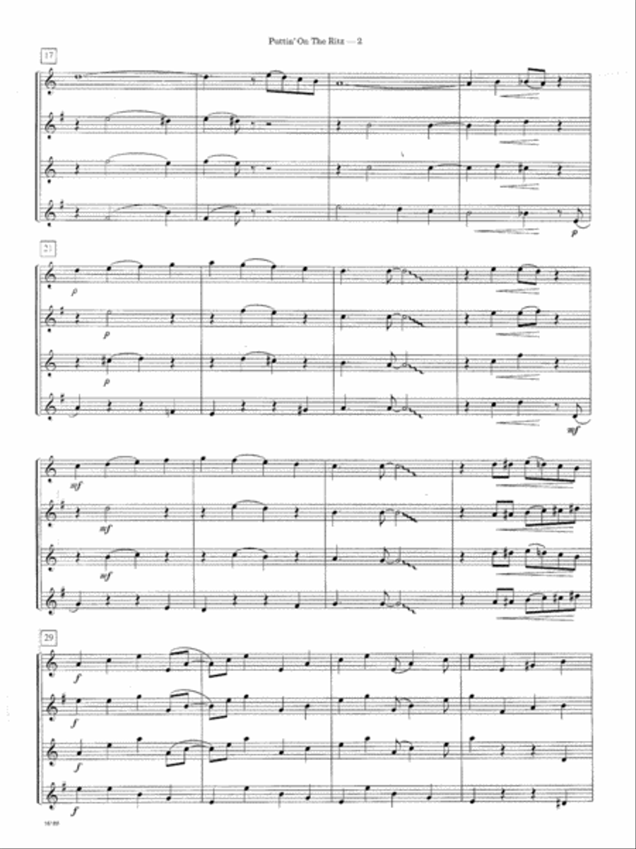 Puttin' On The Ritz Saxophone Quartet scores gallery preview page 3