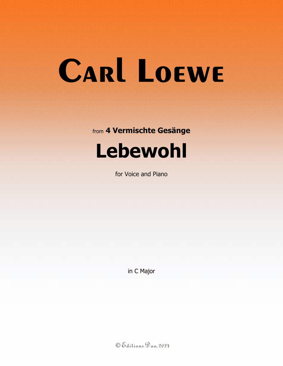 Lebewohl, by Carl Loewe, in C Major Piano, Vocal scores gallery preview page 1