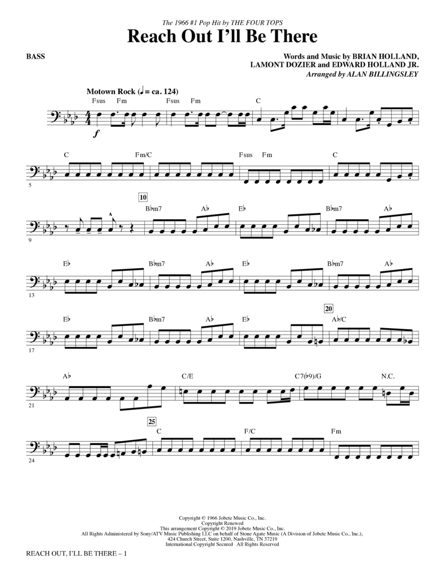 Reach Out I'll Be There (arr. Alan Billingsley) - Bass Choir scores gallery preview page 1