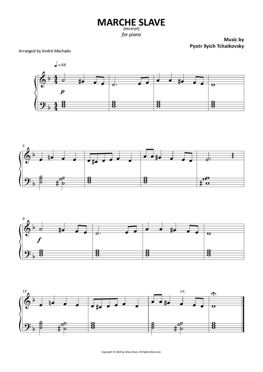 Marche Slave Easy Piano scores gallery preview page 1
