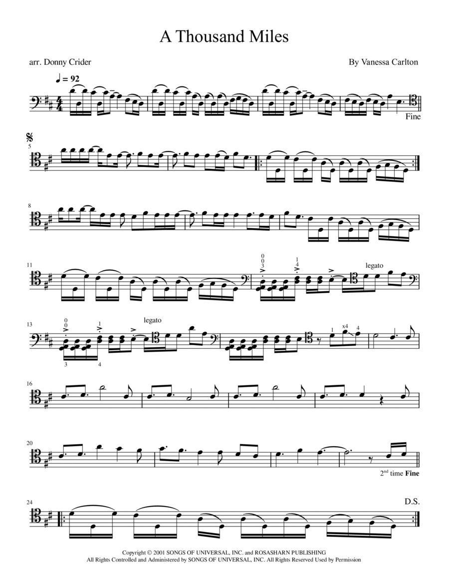 A Thousand Miles A Thousand Miles Cello Solo scores gallery preview page 1