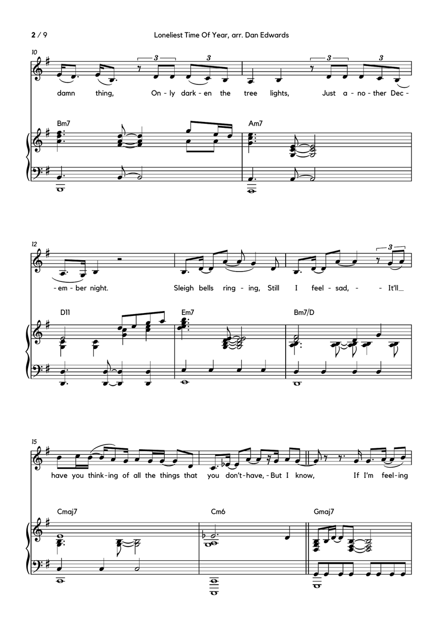 Loneliest Time Of Year Piano, Vocal, Guitar scores gallery preview page 2