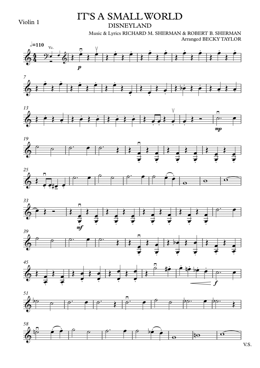 It's A Small World It's A Small World String Quartet scores gallery preview page 1
