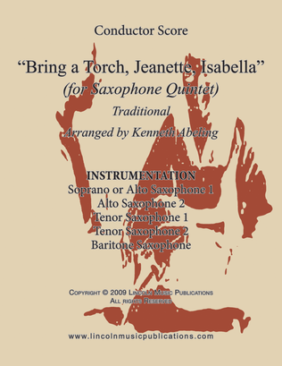 Book cover for Bring a Torch Jeanette, Isabella (for Saxophone Quintet SATTB or AATTB)