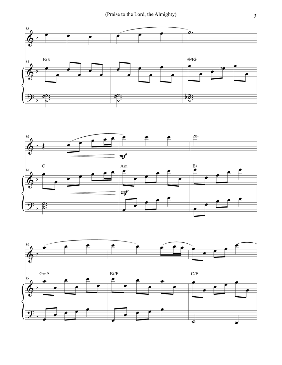 Praise to the Lord, the Almighty - Flute & Piano Flute Solo scores gallery preview page 3
