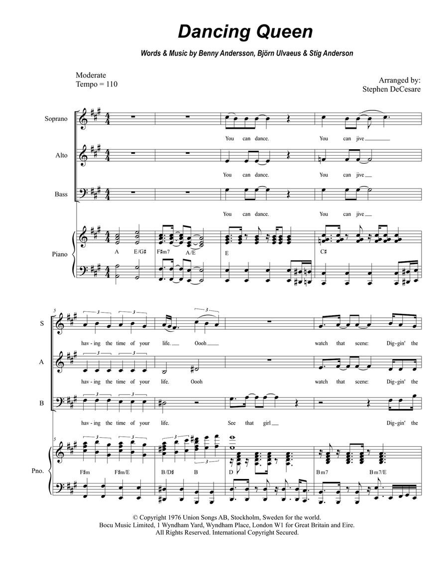 Dancing Queen Dancing Queen 4-Part scores gallery preview page 1