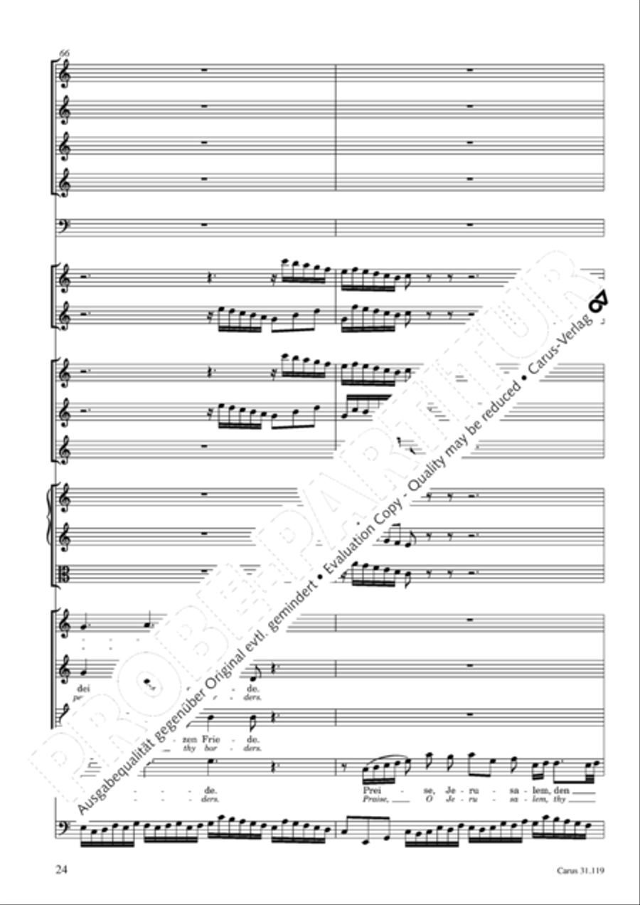 Praise the Lord, O Jerusalem (Preise, Jerusalem, den Herrn) 4-Part scores gallery preview page 25